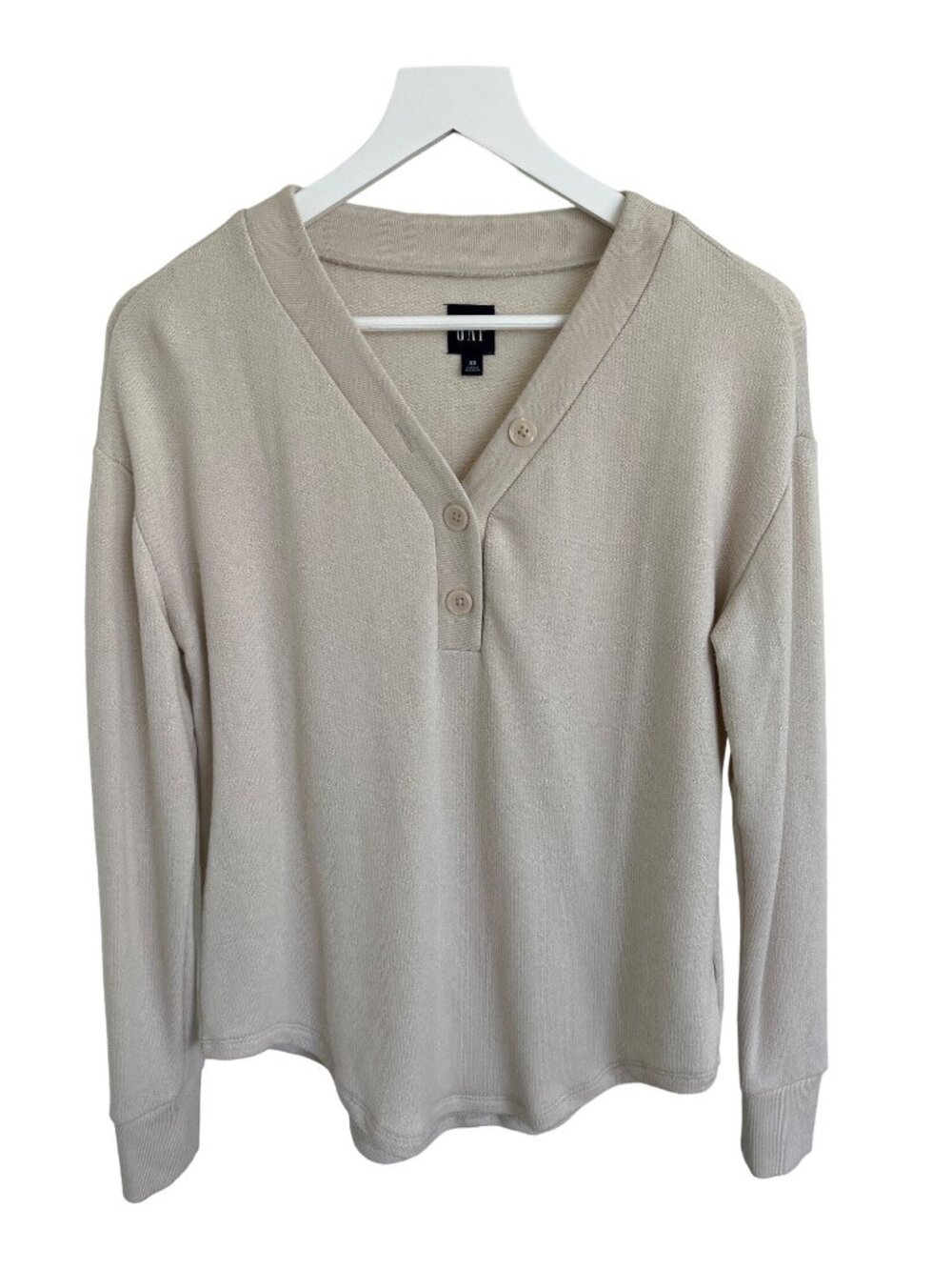Gap Marled Henley V-Neck Top Oyster Beige